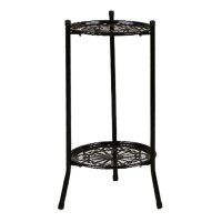 Superniu Two Layers Black Metal Plant Rack | Space-Saving Design | Stylish & Functional | Ideal for Indoor & Outdoor Plants | Easy to Assemble